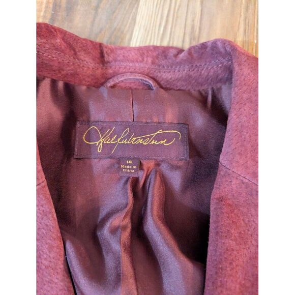 Hal Rubenstein Christy leather suede blazer Burgundy Size 14 NWT - Picture 7 of 13